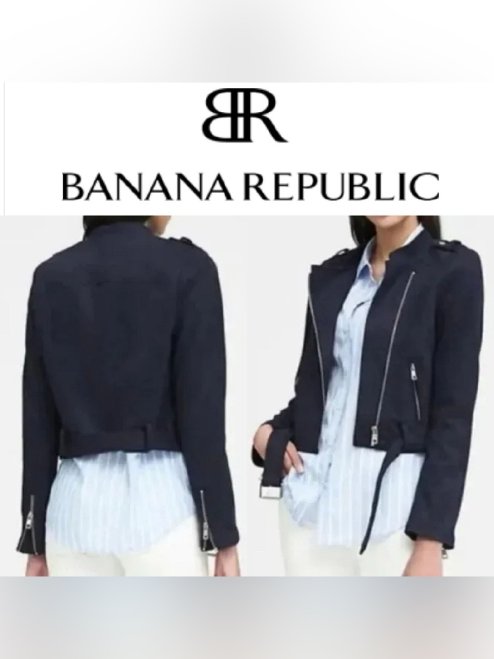 Banana Republic Jacket Women's Navy Motorcycle Size Small